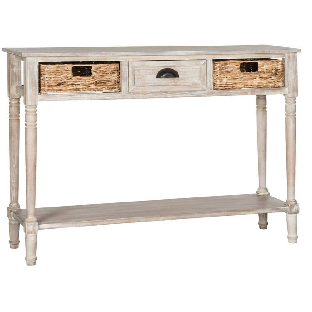Christa Brown Wood and Metal Console Table with Storage