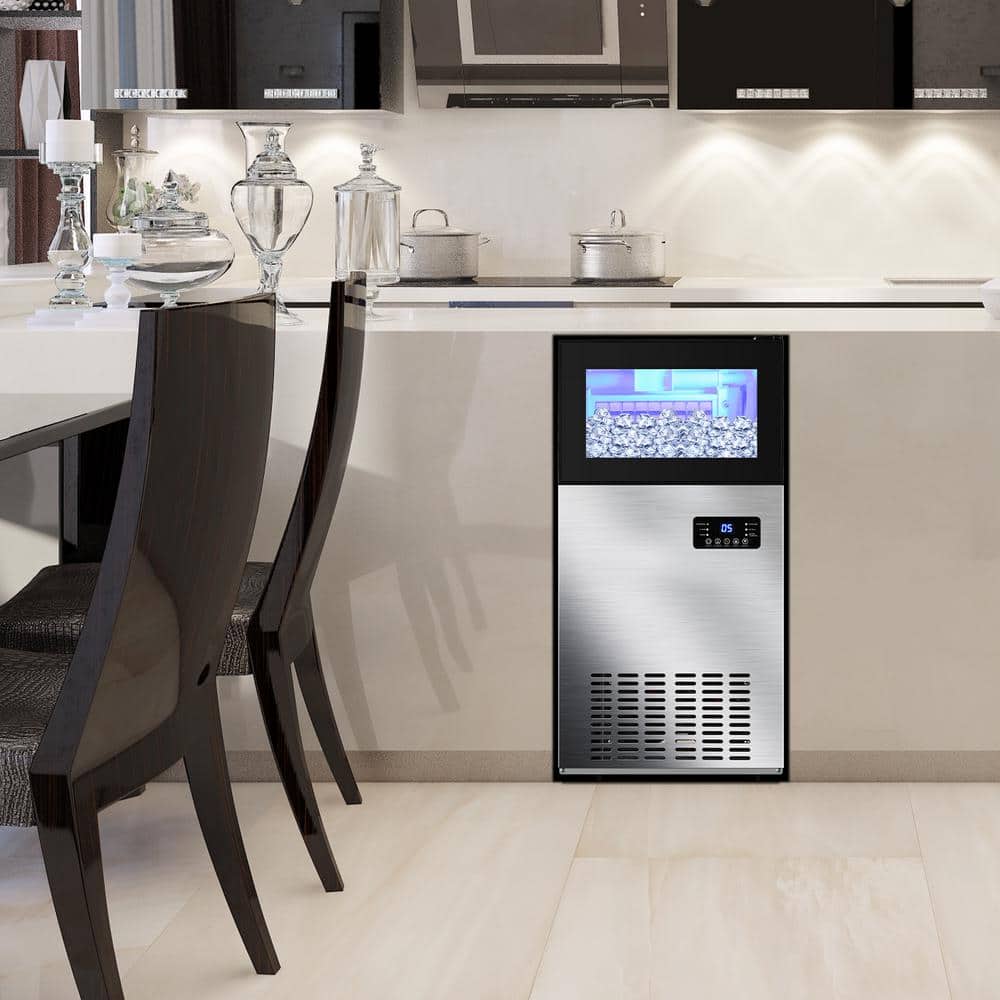 Stainless Steel 160 lb. Built-In Freestanding Ice Maker