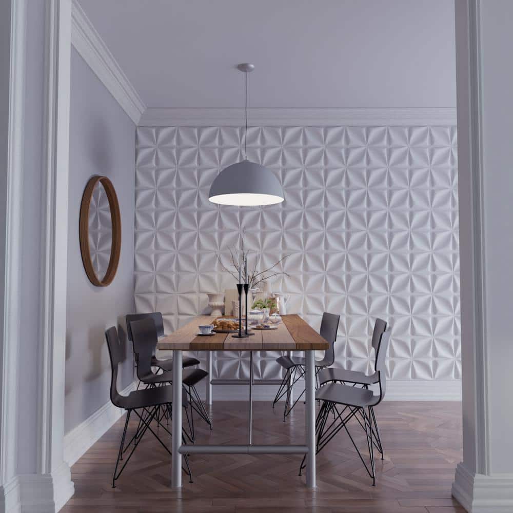 White Textured PVC 3D Decorative Wall Panels Set