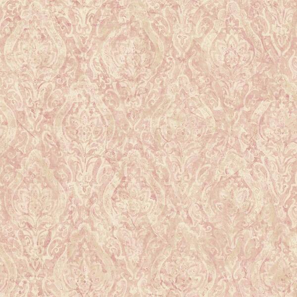 The Wallpaper Company 8 in. x 10 in. Pink Damask Wallpaper Sample-DISCONTINUED