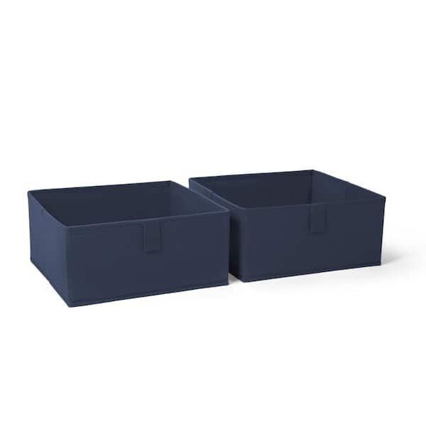 Kids 2pc Folding Storage Bins Set - 2 Navy 10.5”x10.5"x5" Bin Organizers with Handles, Foldable Cube Storage