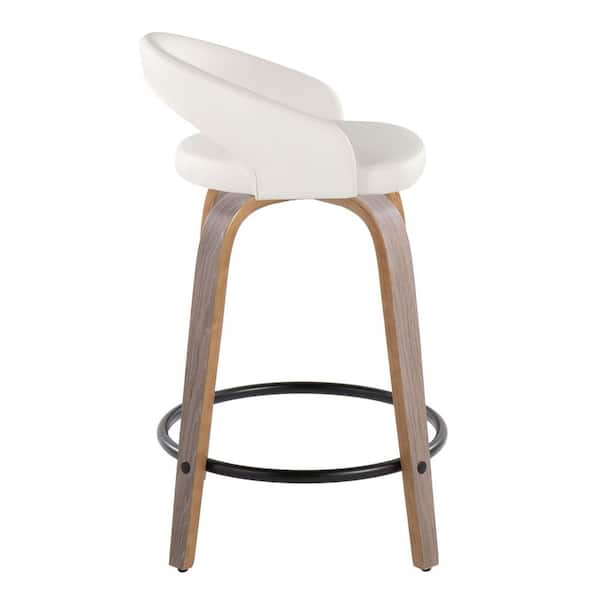 Lumisource Grotto Upholstered 24 in. Light Grey Wood and White