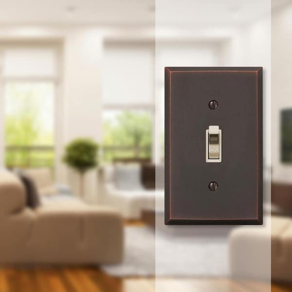 Manhattan 1 Gang Toggle Metal Wall Plate - Aged Bronze
