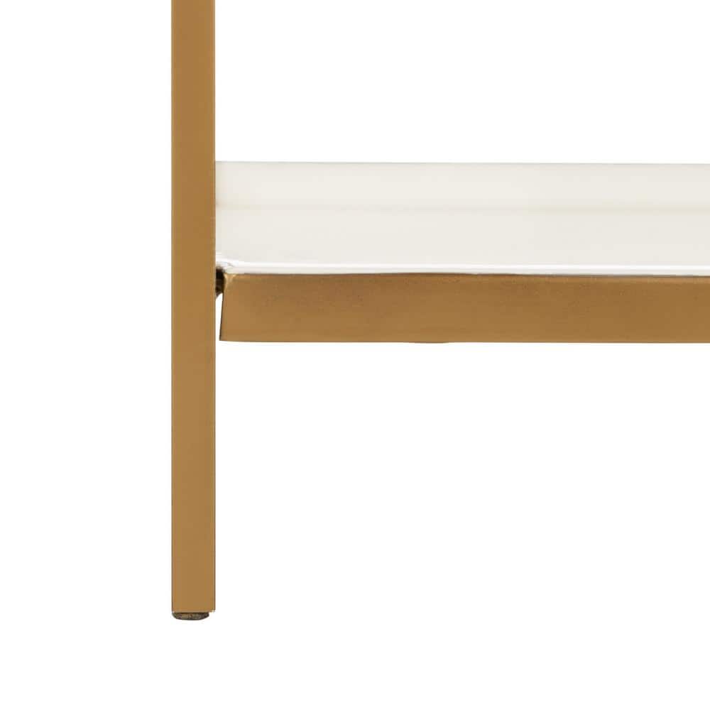 Daniella White and Brass 4-Tier Iron Etagere