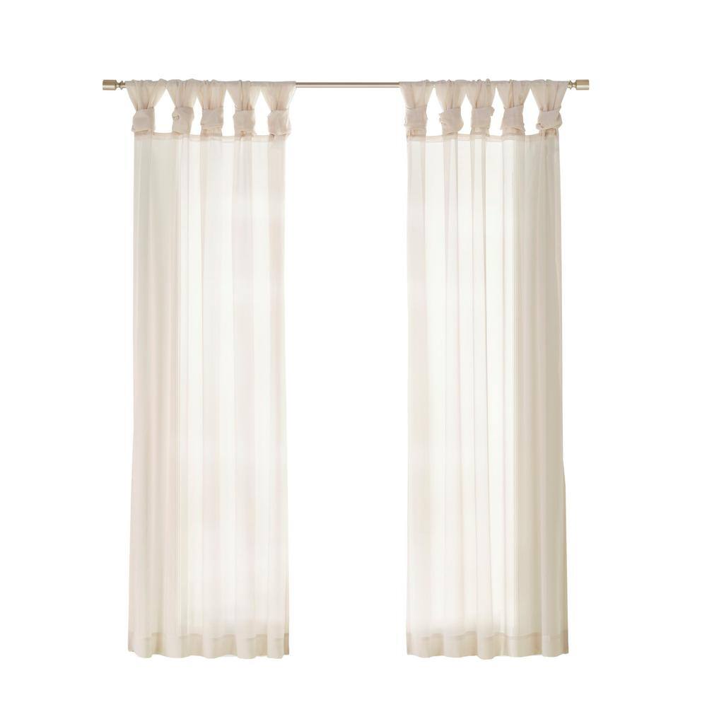 Ivory Sheer Tab Top Ground Length Polyester Drapes