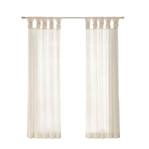 Elowen Ivory Polyester 50 in. W x 84 in. L Tab Top Sheer Curtain (Double Panel)