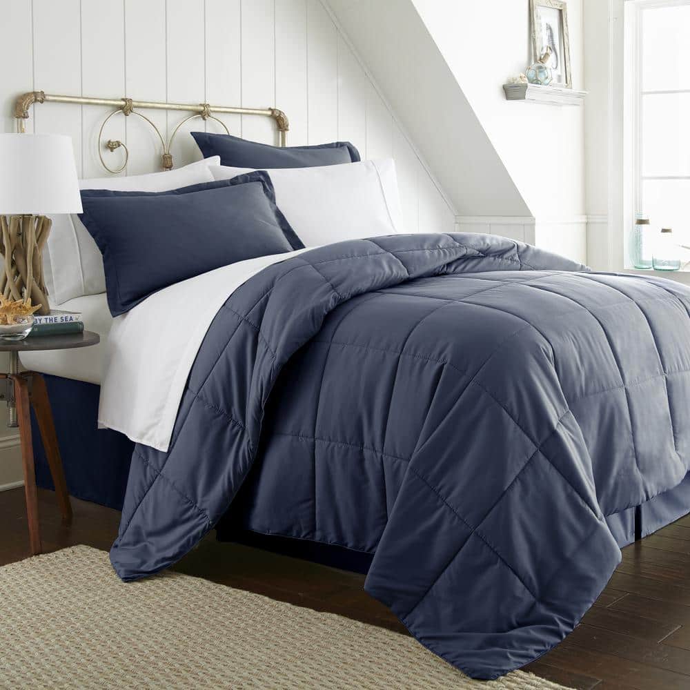 Navy Twin Microfiber Bed in a Bag Set