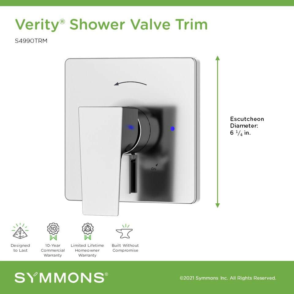 Polished Chrome Modern Single Handle Shower Valve Trim Kit