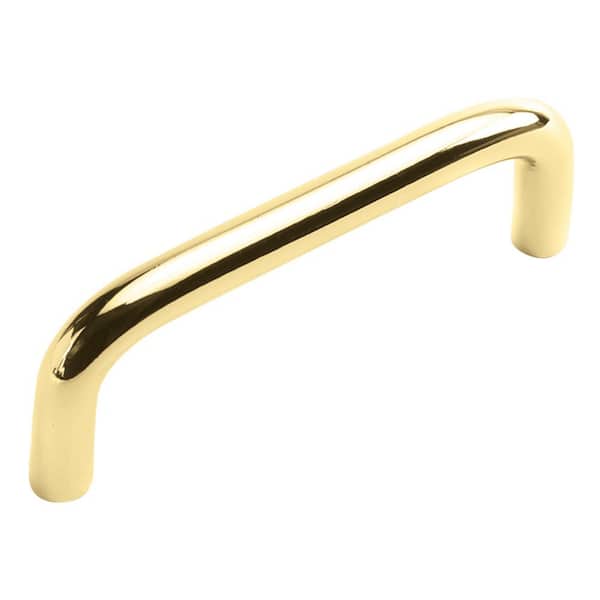 HICKORY HARDWARE Wire Collection 3 in. (76 mm) Polished Brass Cabinet Door and Drawer Pull