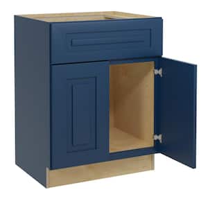 Grayson Mythic Blue Painted Plywood Shaker Assembled Sink Base Kitchen Cabinet Soft Close 30 in W x 24 in D x 34.5 in H