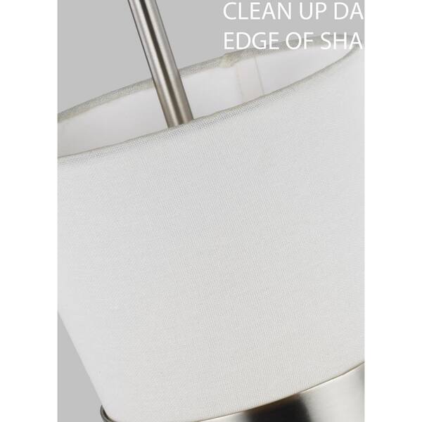 Generation Lighting - Clark 1-Light Brushed Nickel Hanging Pendant with White Linen Shade