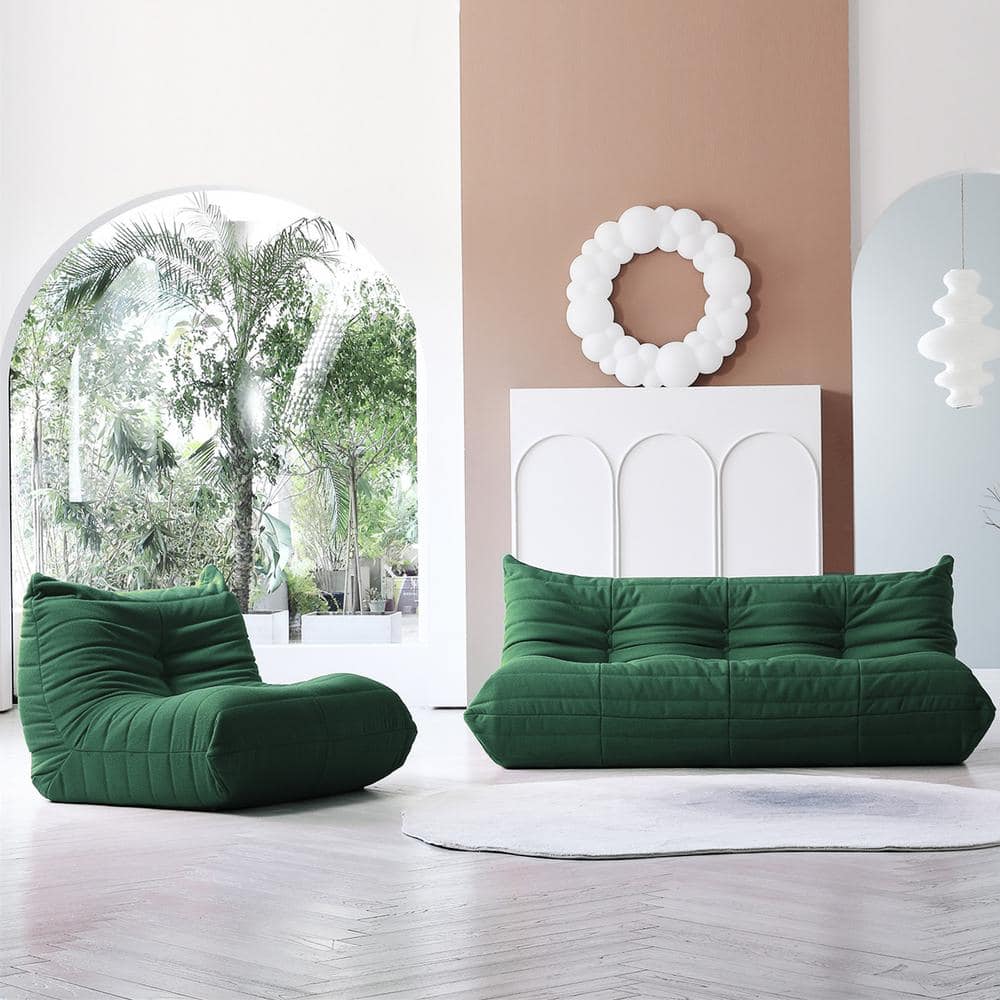 Magic Home 69 in. Armless 2-Piece 4-Seater Sofa Set in Green