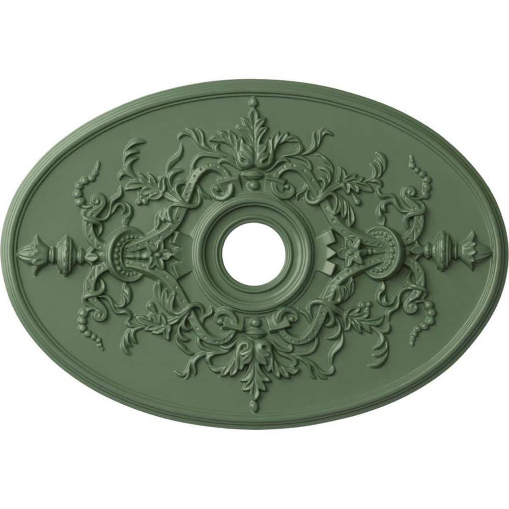 Ekena Millwork CM21X30ALAGF Alexa Ceiling Medallion, 30 3/4W x 21/14H x 3 7/8ID x 1 5/8P, Hand-Painted Athenian Green