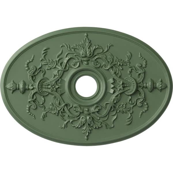 Ekena Millwork 1-5/8" x 30-3/4" x 21-1/4" Polyurethane Alexa Ceiling Medallion, Hand-Painted Athenian Green