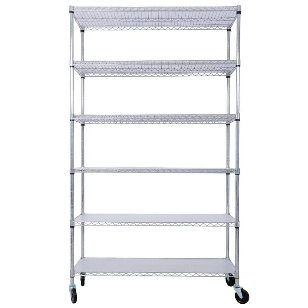 6-Tier NSF Metal Shelving Unit, Heavy Duty Adjustable Storage Rack with Wheel and Shelf Liners-Chrome price history on PriceWatchPro