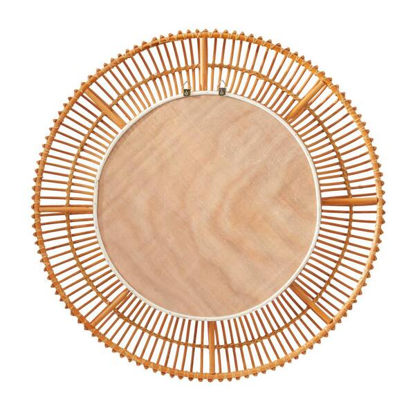 Litton Lane 39 in. x 39 in. Handmade Woven Round Framed Brown Wall 