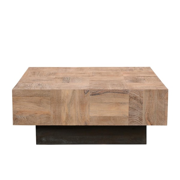 HomeRoots 40 in. Brown Square Wood Coffee Table