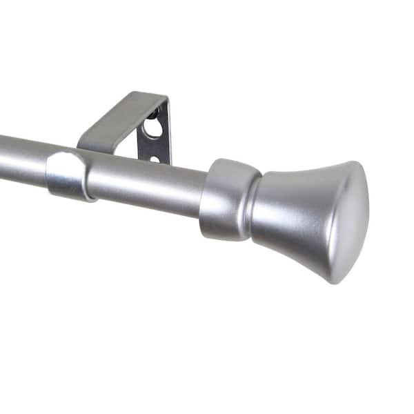 Rod Desyne 28 in. - 48 in. Telescoping 5/8 in. Single Curtain Rod Kit with Cora Finial in Satin Nickel in Satin Nickel