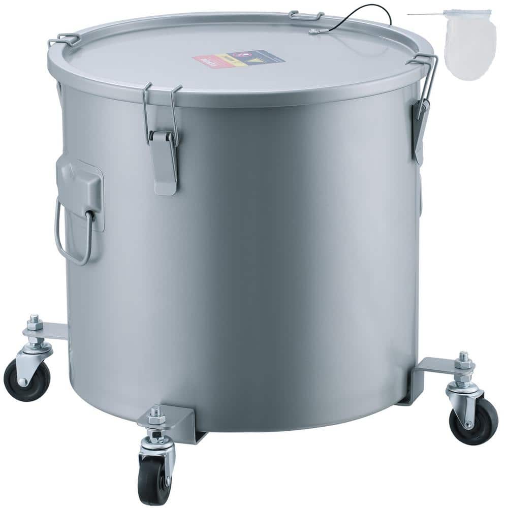Fryer Grease Bucket 16 Gal Oil Disposal Caddy with Caster Base Carbon Steel Oil Transport Container, Gray price history on PriceWatchPro