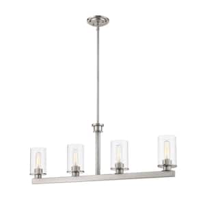 Savannah 4-Light Brushed Nickel Chandelier with Glass Shade
