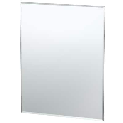 Flush 28 in. W x 36 in. H Frameless Rectangular Beveled Edge Bathroom Vanity Mirror