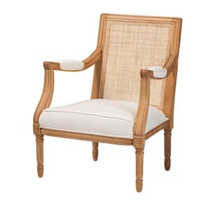 Garridan Beige and Honey Oak Accent Chair with Natural Rattan