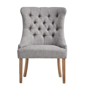 Light Distressed Grey Tufted Wingback Dining Chair