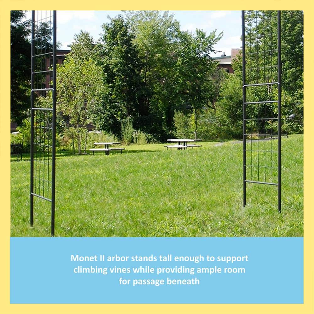 Graphite Powder Coated Tall Metal Garden Arbor