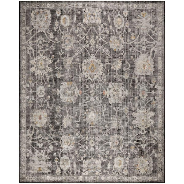 Nourison Oushak Home Charcoal 10 ft. x 14 ft. Floral Traditional Area Rug