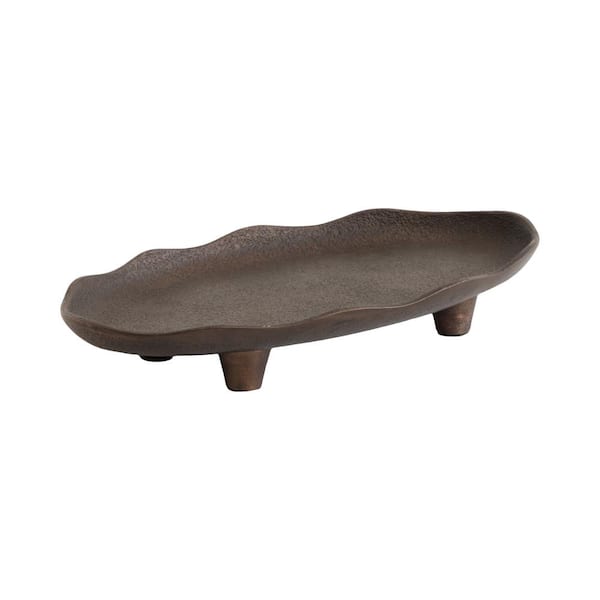 Alessia Bronze Oval Metal 14 in. Decorative Tray