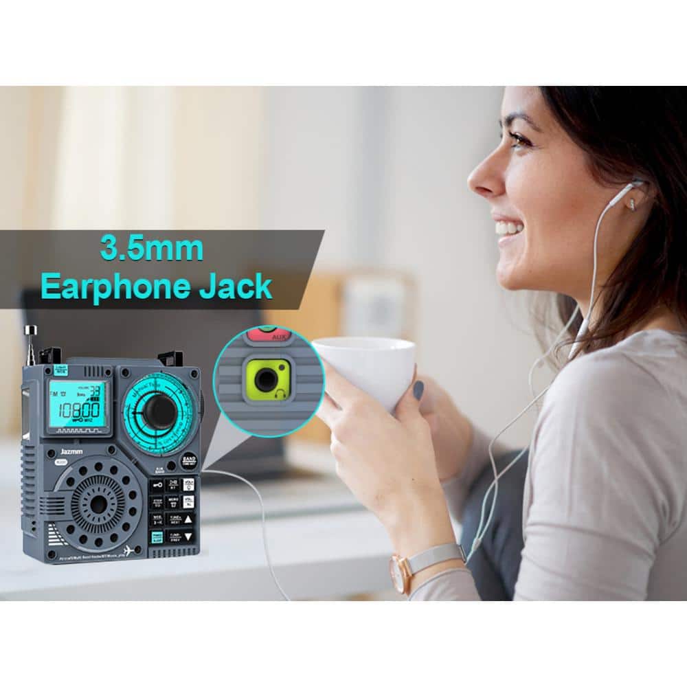 Portable Gray Multi-Band Shortwave Radio with Bluetooth and App Control