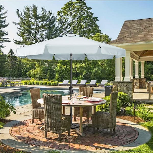 crank up patio umbrella 10 ft. Fiberglass Crank-Up Patio Umbrella in Ash Gray L08XM2W55G