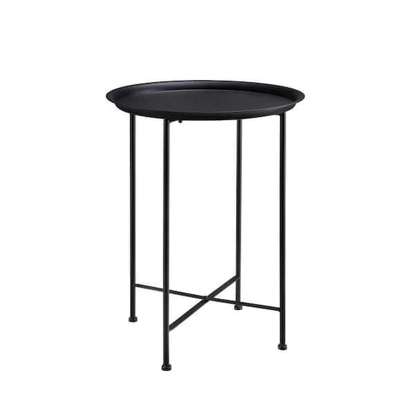 Unbranded Contemporary 18 in. W x 23.75 in. H Black Round Metal End Table