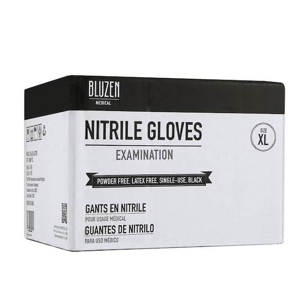 Extra Large Black Examination 5.5 mil Nitrile Gloves 1000-Count Case