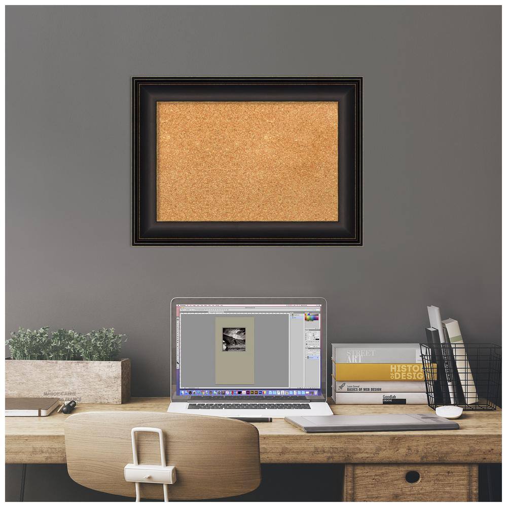 Natural Cork Bulletin Board with Oil Rubbed Bronze Frame