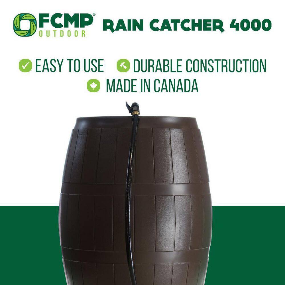 Brown 50 Gallon Recycled Plastic Rain Barrel with Hose