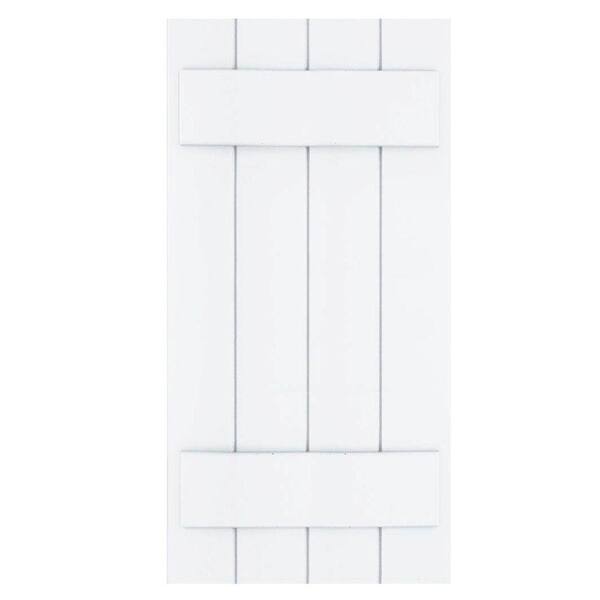Winworks Wood Composite 15 in. x 31 in. Board & Batten Shutters Pair #631 White