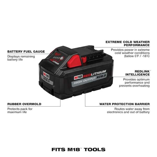 M18 18-Volt Lithium-Ion HIGH OUTPUT XC 8.0Ah (2-Pack) and 6.0Ah Batteries  (2-Pack)