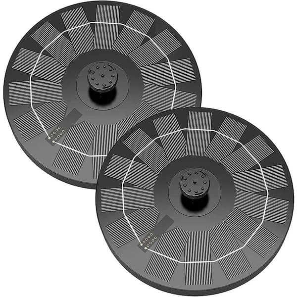 2.5-Watt Solar Bird Bath Fountain Pump with 6 Nozzles for Bird Bath Outdoor in Black (2-Pack)