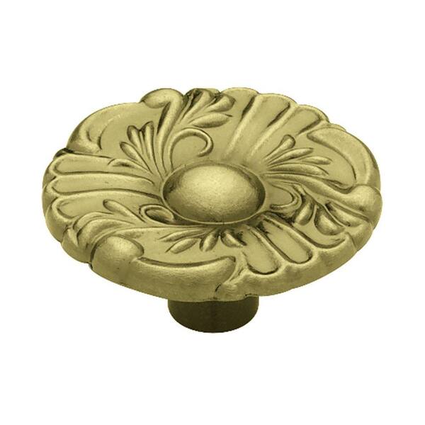 Liberty 1-1/2 in. Antique Brass Provincial Round Cabinet Knob