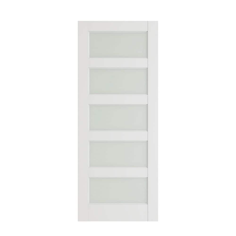 30 in x 80 in 5 Lite Solid Core Frosted Glass White Primed Composite MDF Wood Interior Door Slab price history on PriceWatchPro