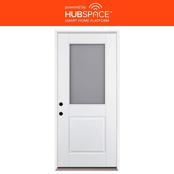 Feather River Doors Smart Glass 36 in. x 80 in. Right Hand Inswing Wind Borne 1/2-Lite Smooth Unfinished Fiberglass Prehung Front Door
