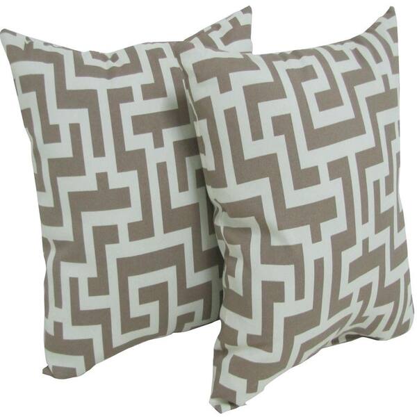 Arlington House Keys Taupe Square Outdoor Throw Pillow (2-Pack)