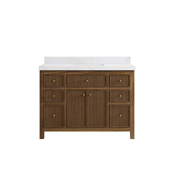 Willow Collections Sonoma Teak 48 in. W x 22 in. D x 36 in. H Bath Vanity in Dark Teak with 2" Empira Quartz Top
