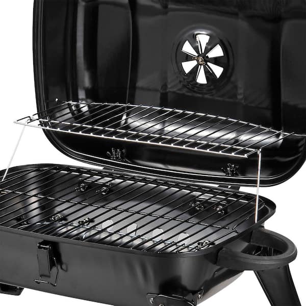 Outsunny 37.5 in. Steel Square Portable Outdoor Backyard Charcoal Barbecue  Grill in Black with Lower Shelf and Tray Storage 846-022 - The Home Depot