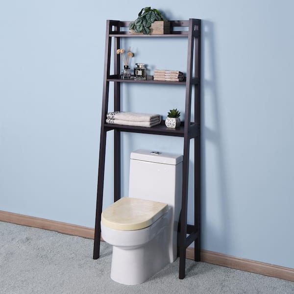 30 in. W 67 in. H x 11.4 in. D Wood Rectangular Over The Toilet Bathroom Shelf in White