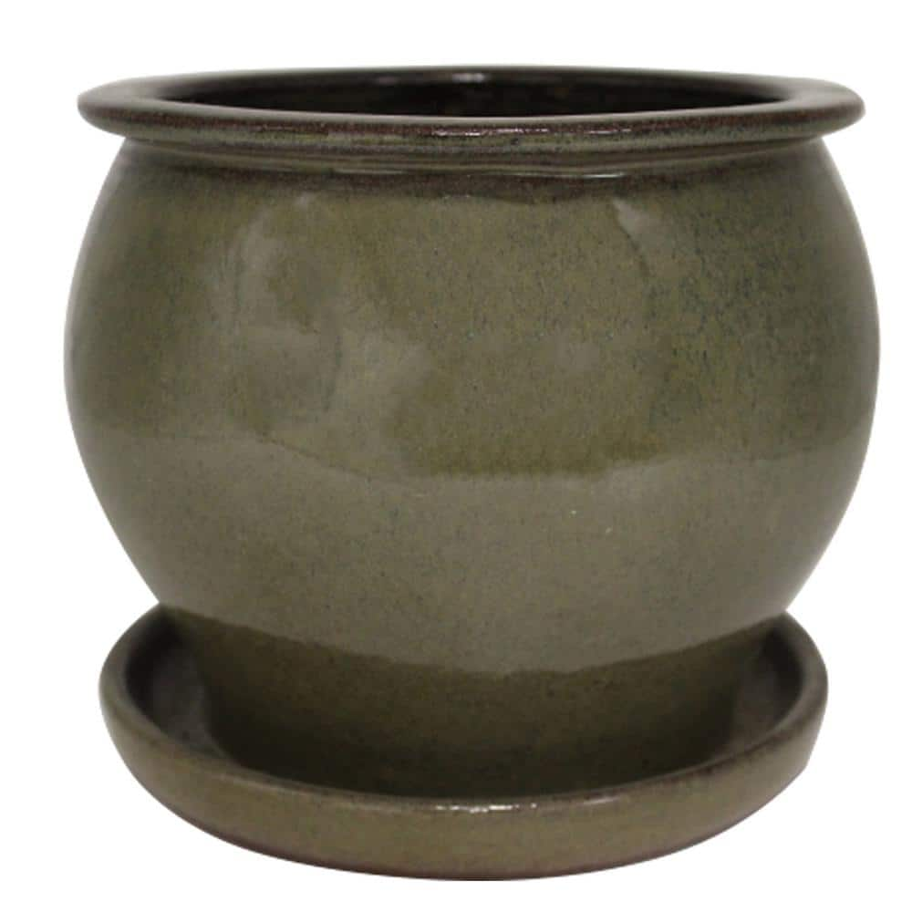 Trendspot 7 In. Studio Ceramic Planter In Green EDB10021-07C - The Home ...