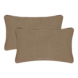 A1HC Tan Velvet Decorative Pillow Cover Pack of 2, 12 in. x 20 in. Hidden YKK Zipper, Throw Pillow Covers Only