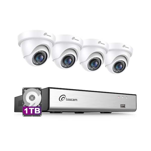 1080P 8 Channel DVR Wired Security Camera System with 1TB Hard Drive, Smart Human Vehicle Detection, Night Vision