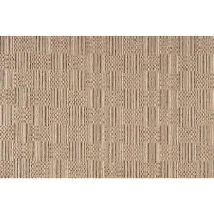 Upland Grid - Oakwood - Brown 13.2 ft. 34 oz. Wool Pattern Installed Carpet